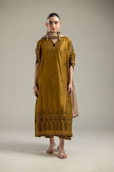 Raw Silk | Silk Mustard Pants | USD 35.00