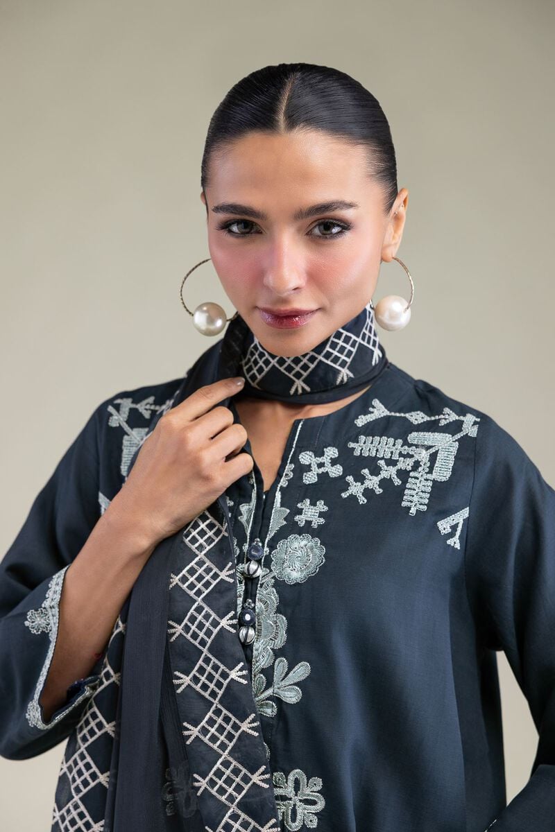 Embroidered | Chiffon | Chiffon Navy Dupatta | USD 35.00