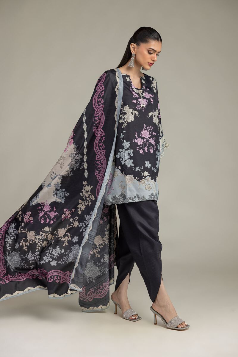 Embroidered | Polyester Silk | Black Floral Dupatta | USD 30.00