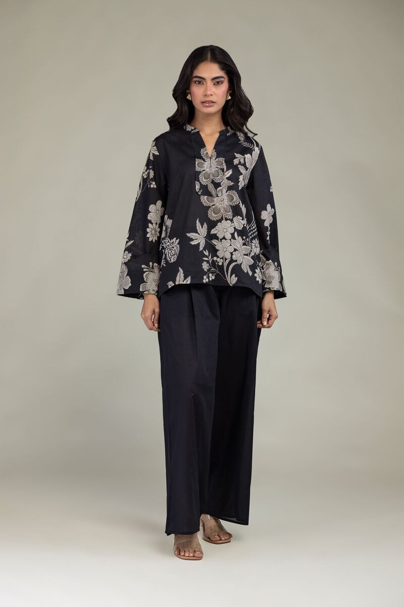 Printed | Cambric | Black Floral Tunic | USD 35.00