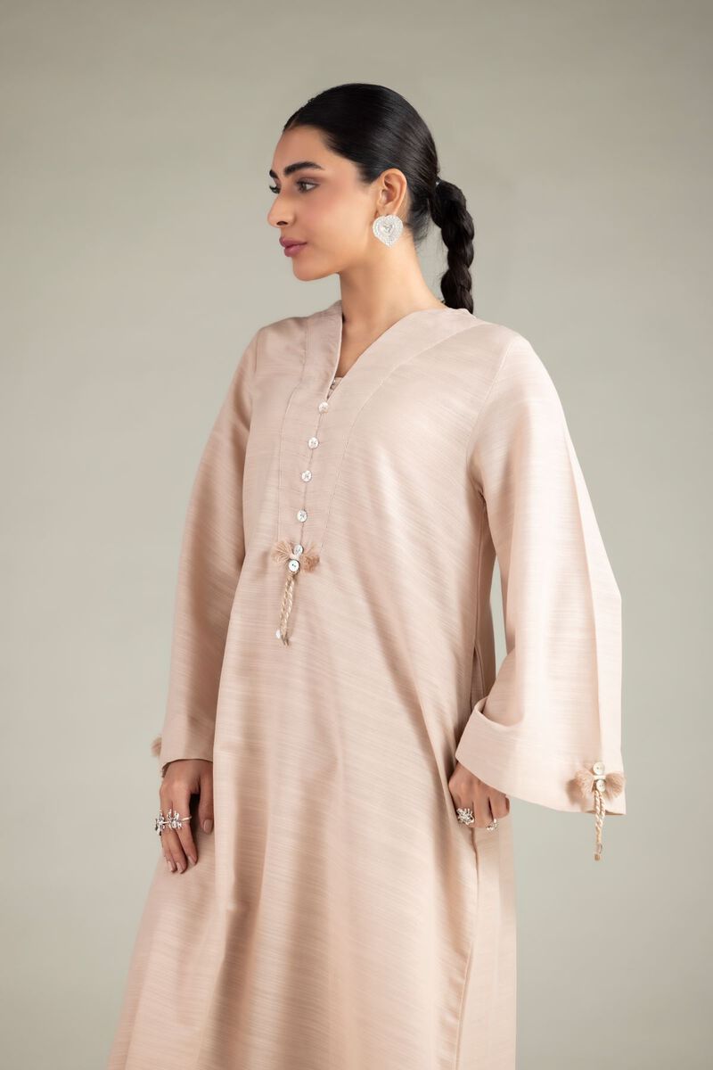 Dyed | Textured Cotton | Longline Tassel Kurta | USD 30.00