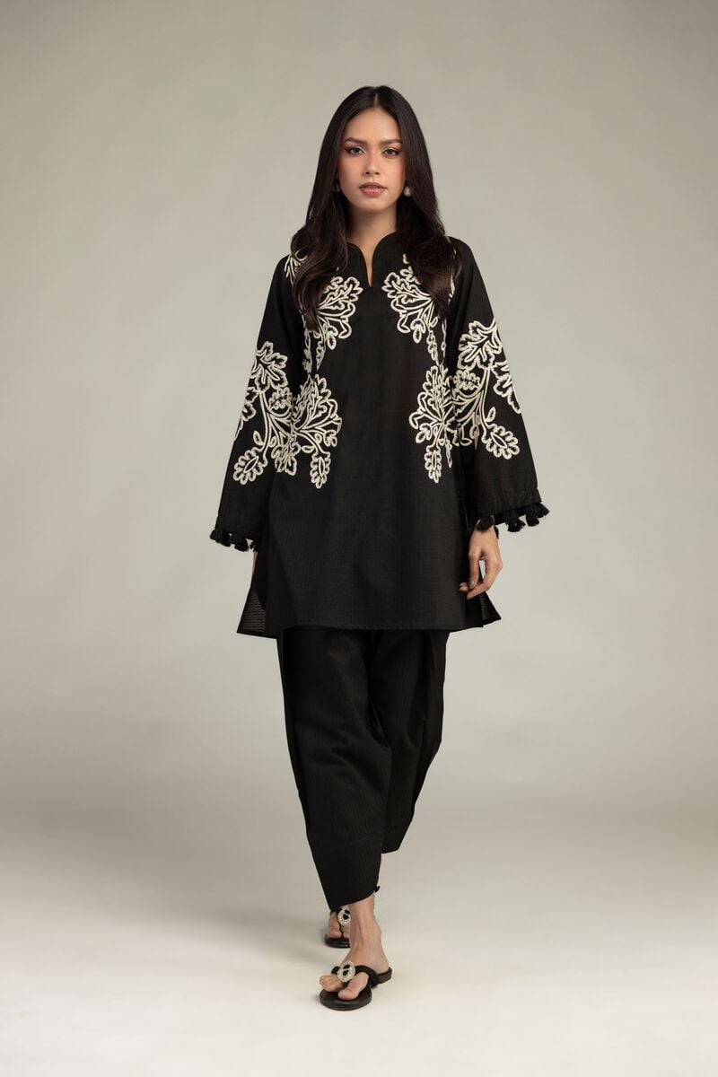 Embroidered | Cotton Dobby | Black Cotton Kurta | USD 45.00