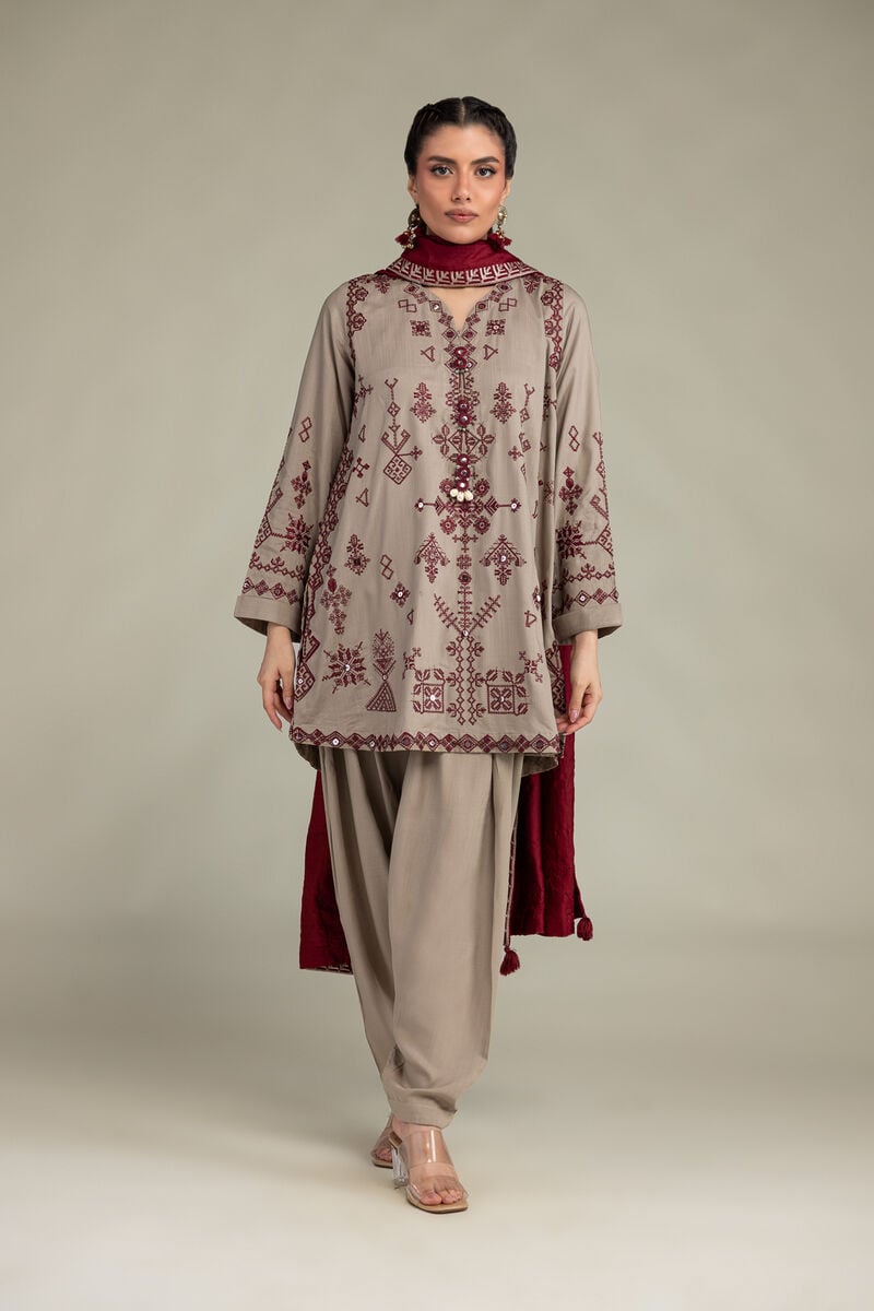 Embroidered | Raw Silk | Beige Silk Shalwar | USD 35.00