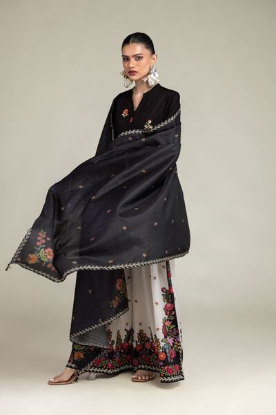 Embroidered | Raw Silk | Silk Floral Pants | USD 30.00