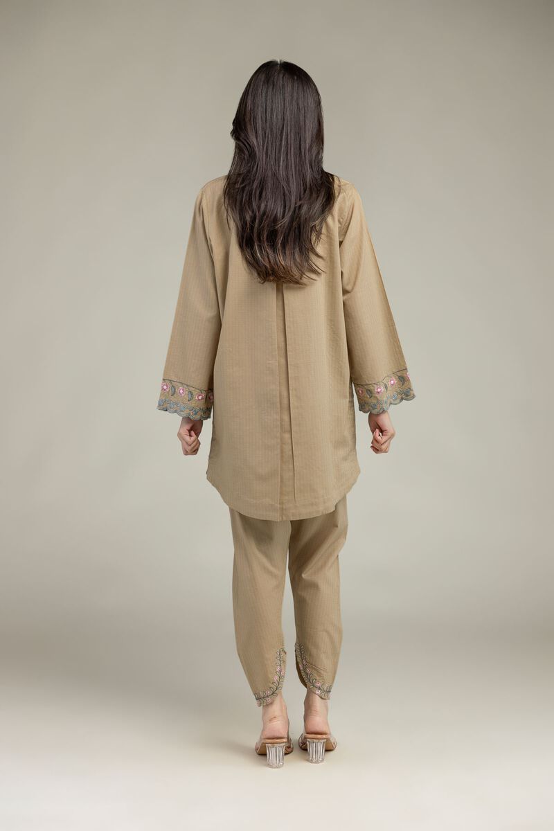 Embroidered | Cotton Dobby | Floral V-Neck Kurta  | USD 40.00