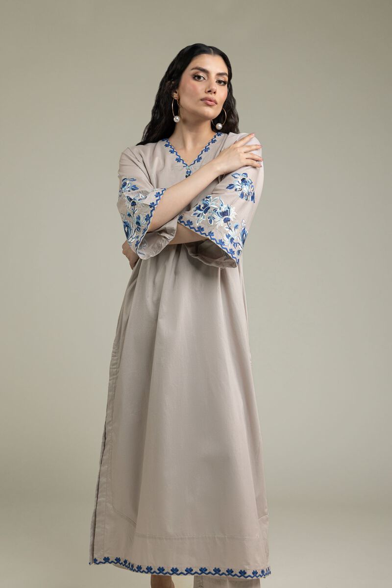 Embroidered | Cambric | Long Floral Kurta | USD 40.00