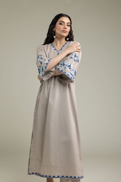 Embroidered | Cambric | Long Floral Kurta | USD 40.00