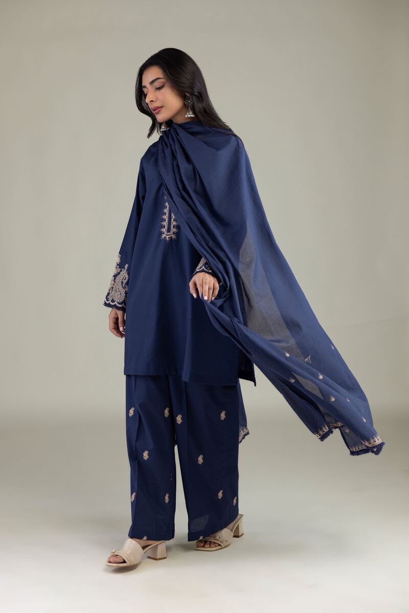 Embroidered | Lawn | Navy Lawn Dupatta | USD 35.00