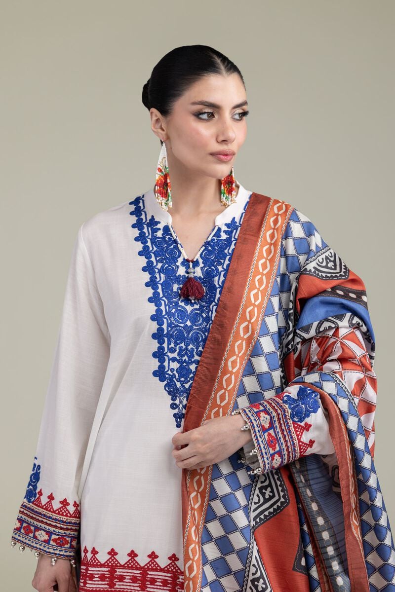 Embroidered | Polyester Silk | Silk Geometric Dupatta | USD 30.00