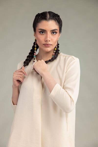 Dyed | Crepe Georgette | Solid V-Neck Shirt | USD 40.00