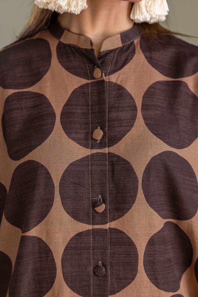 Printed | Light Khaddar | Brown Longline Kurta | USD 35.00
