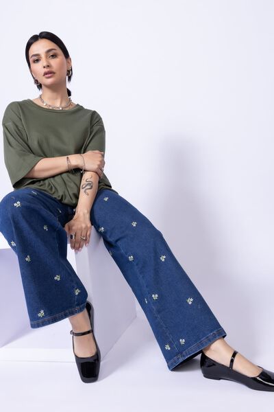 Embroidered | Stretch Denim | Jeans | USD 10.50