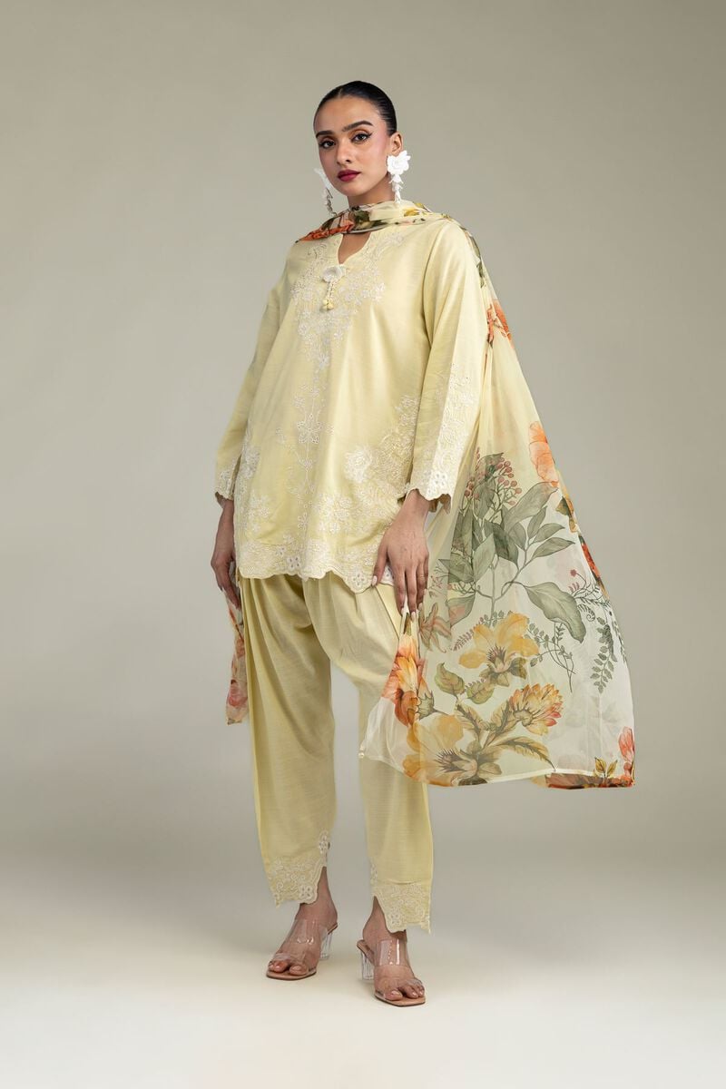 Embroidered | Chiffon | Yellow Chiffon Dupatta | USD 30.00