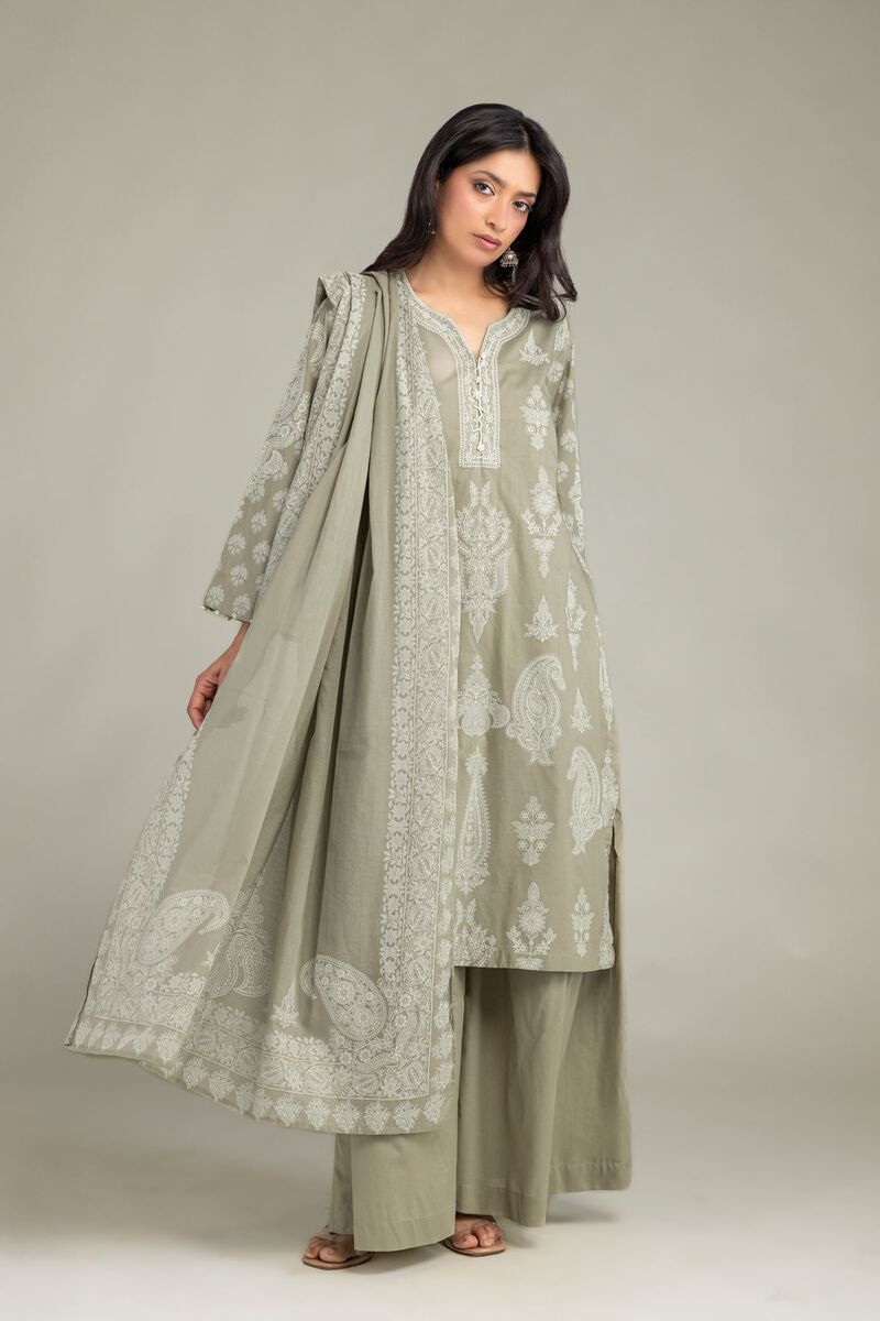 Lawn | Olive Lawn Dupatta | USD 30.00