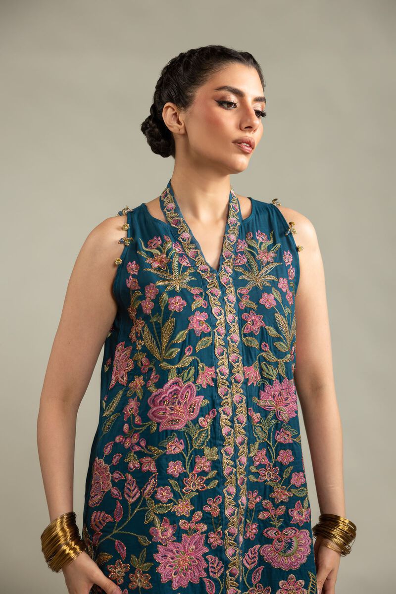 Embroidered | Raw Silk | Sleeveless 2-Piece Co-ord | USD 125.00