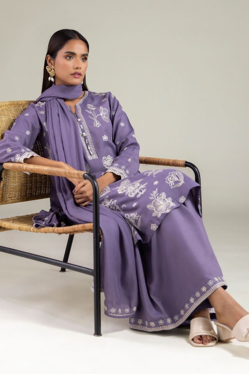 Embroidered | Raw Silk | Floral Thread Work Dupatta | USD 40.00