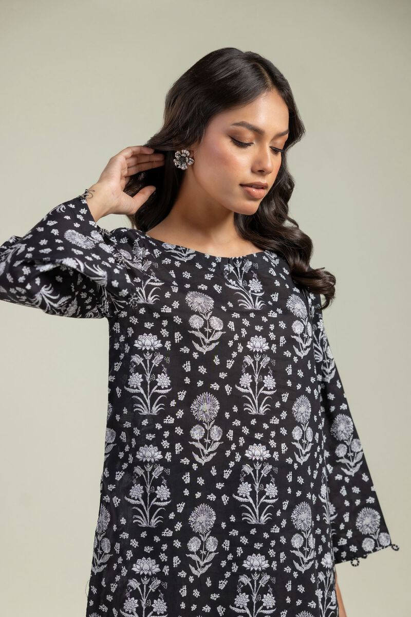 Printed | Cambric | Black Floral Kurta | USD 30.00