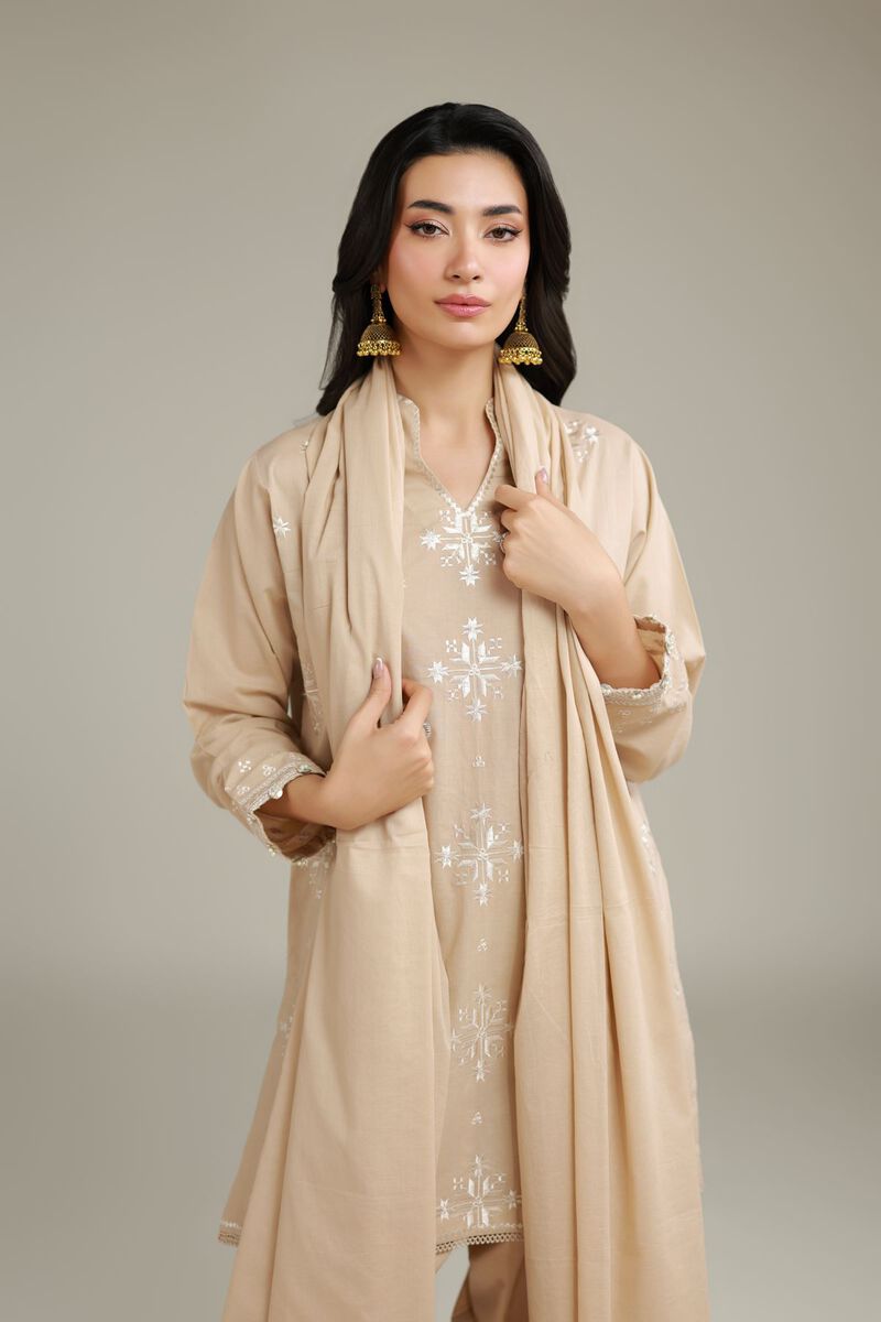 Embroidered | Lawn | Embroidered Beige Dupatta | USD 25.00