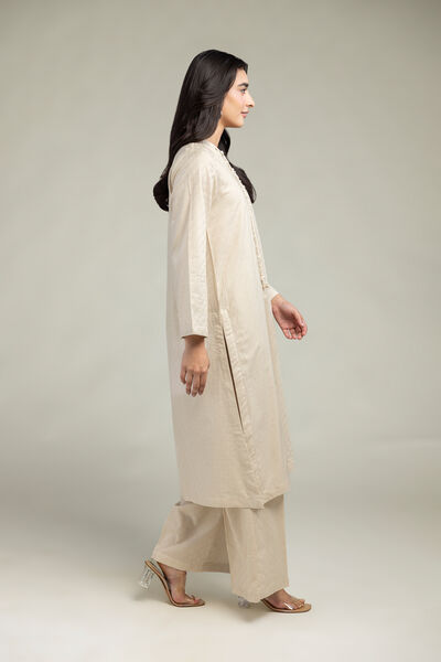Dyed | Cotton Dobby | Beige Solid Pants | USD 30.00