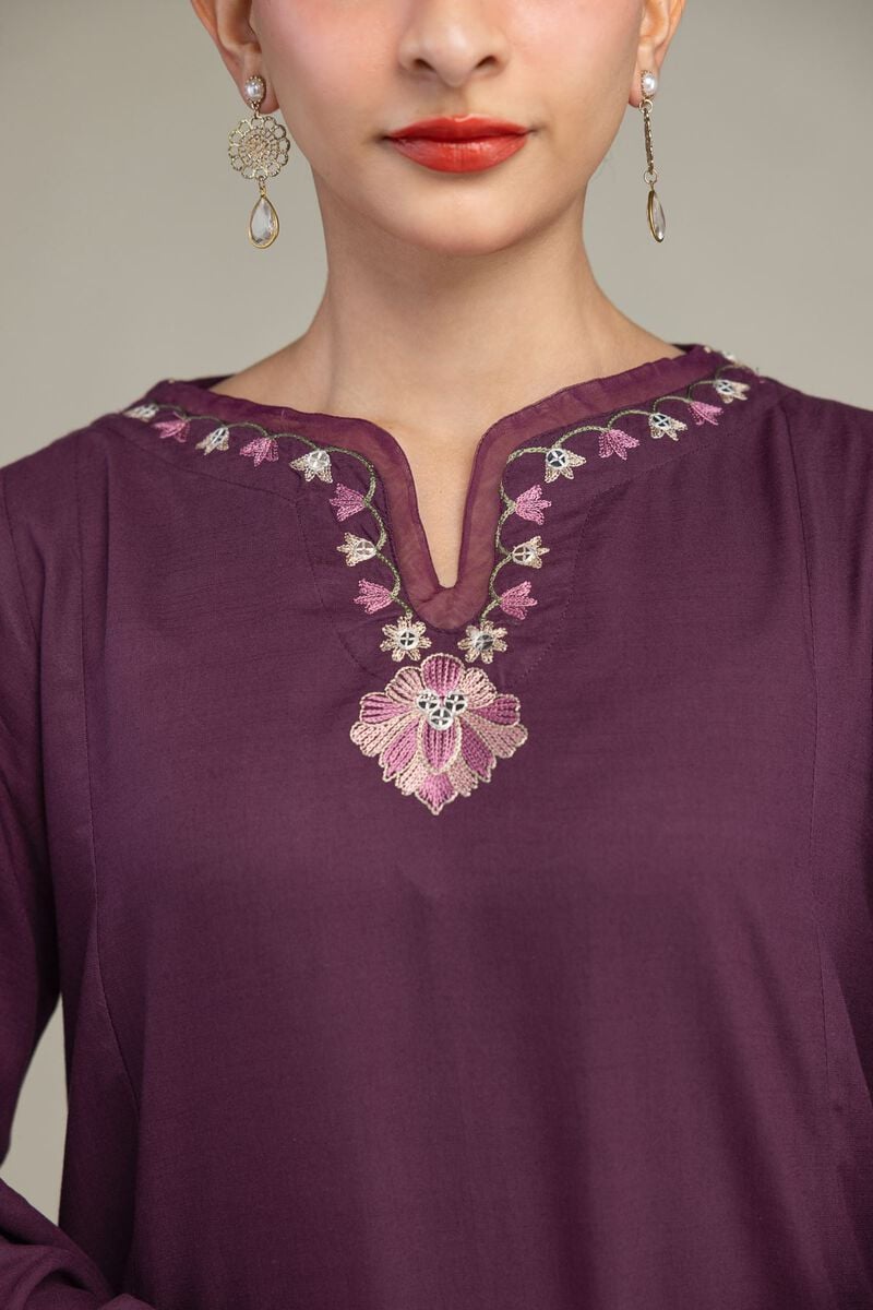 Embroidered | Raw Silk | Floral Threadwork Kurta | USD 55.00