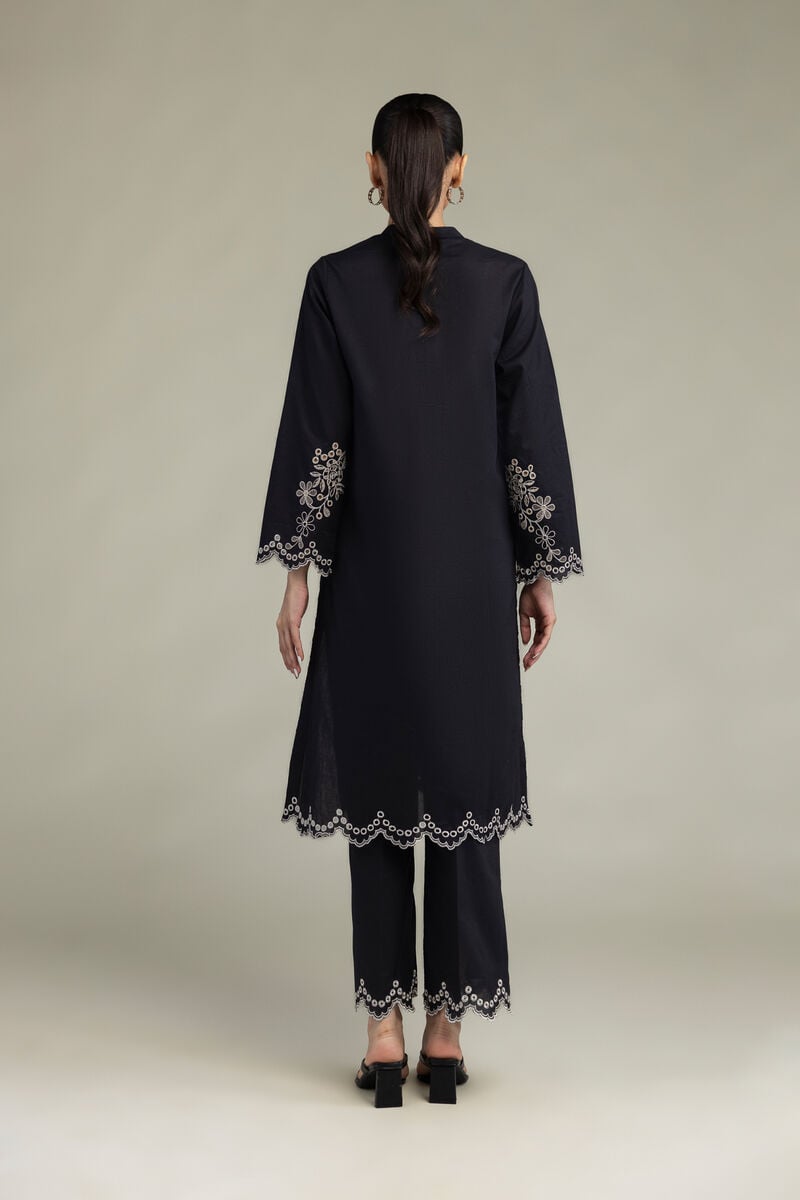 Embroidered | Cambric | Black Longline Kurta | USD 55.00