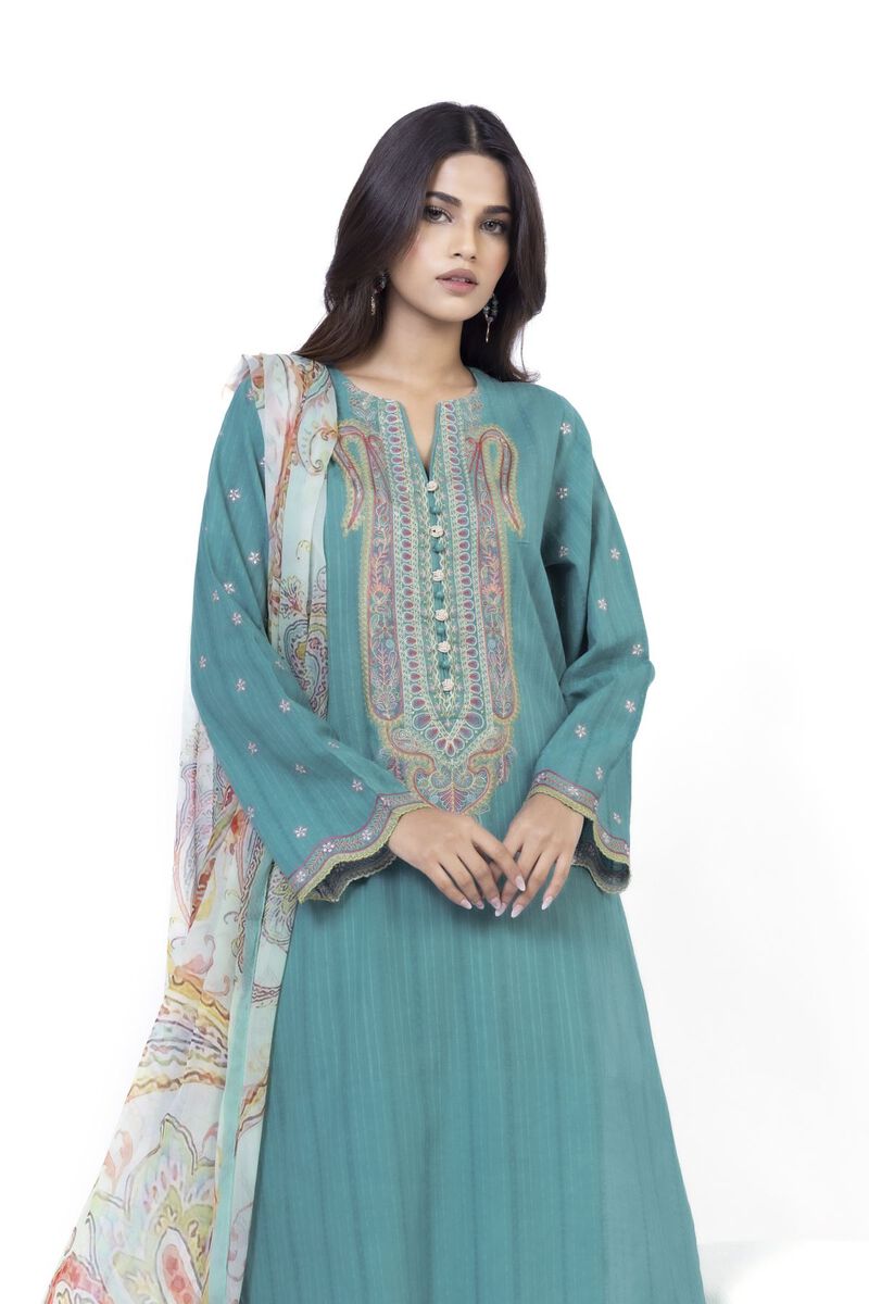 Embroidered | Textured Cotton | Tailored 3 Piece | USD 32.50