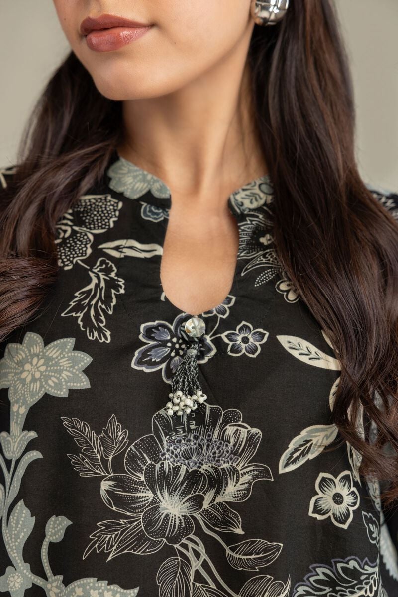 Printed | Cambric | Black Cambric Kurta | USD 35.00