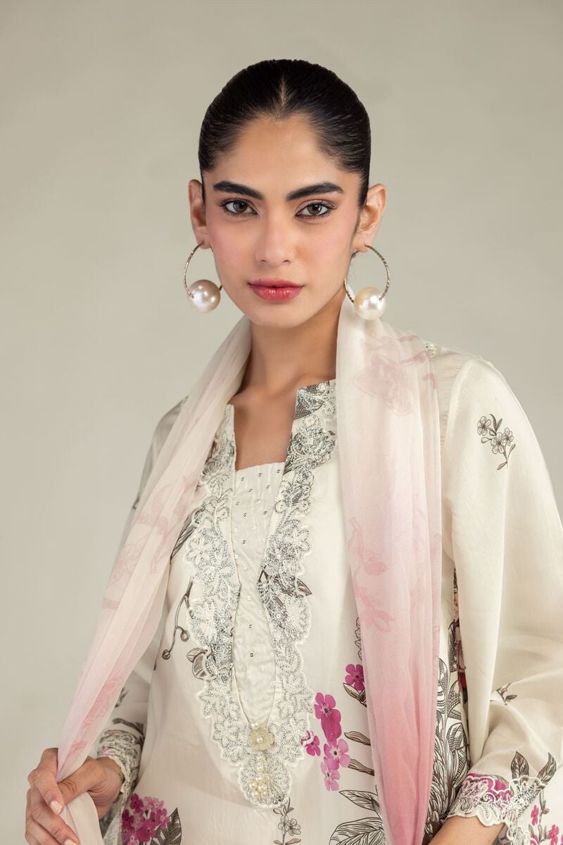 Embroidered | Chiffon | Pink Chiffon Dupatta | USD 30.00