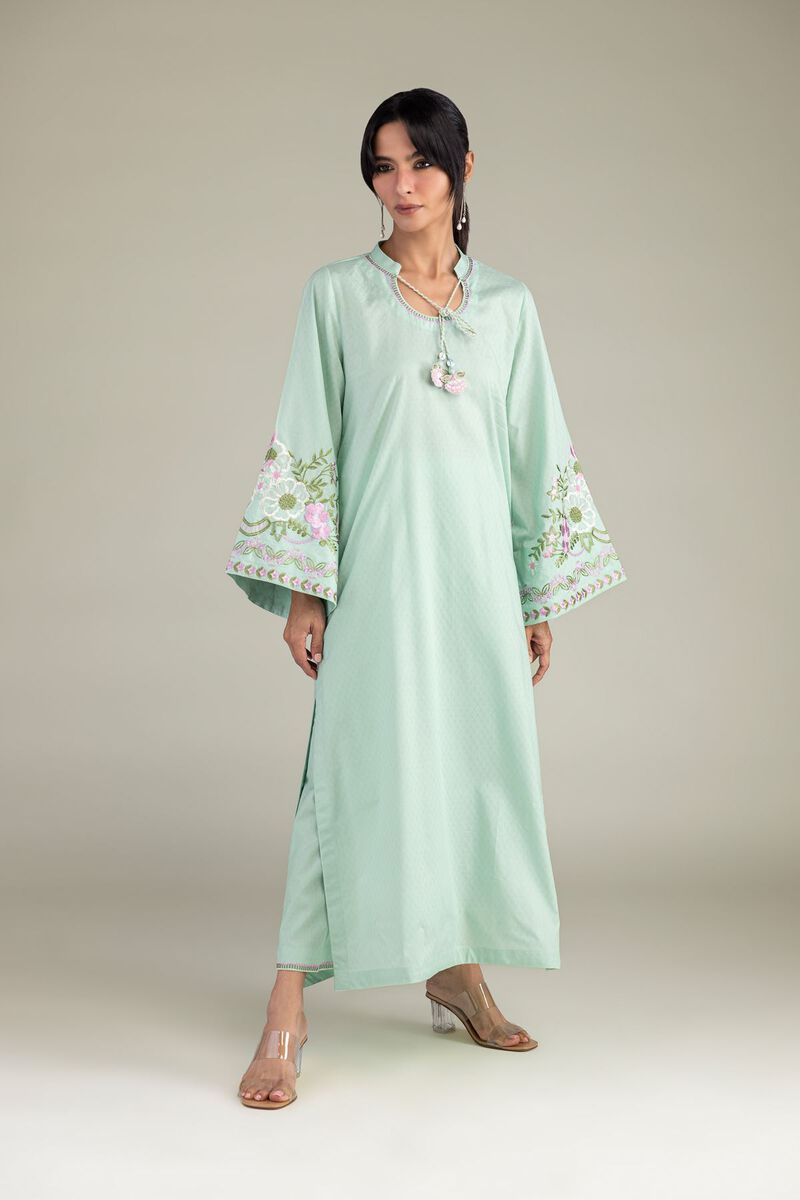 Embroidered | Cotton Dobby | Mint Cotton Kurta | USD 45.00