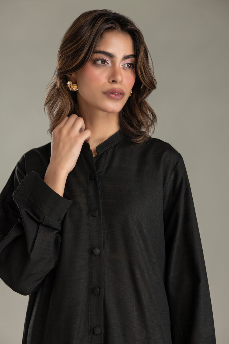 Printed | Light Khaddar | Black Longline Kurta | USD 35.00