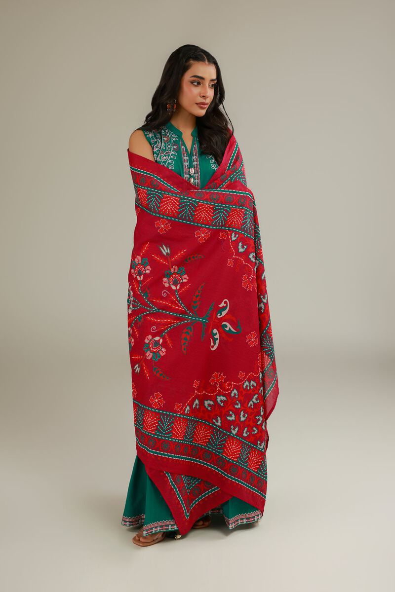 Embroidered | Cotton Net | Floral Tassel Dupatta | USD 25.00