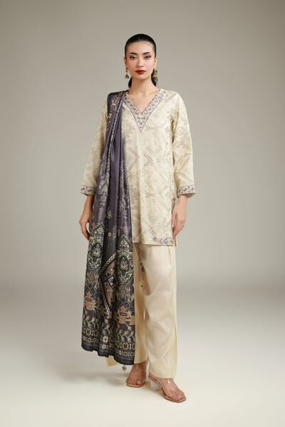 Embroidered | Raw Silk | Embroidered Silk Shalwar | USD 35.00