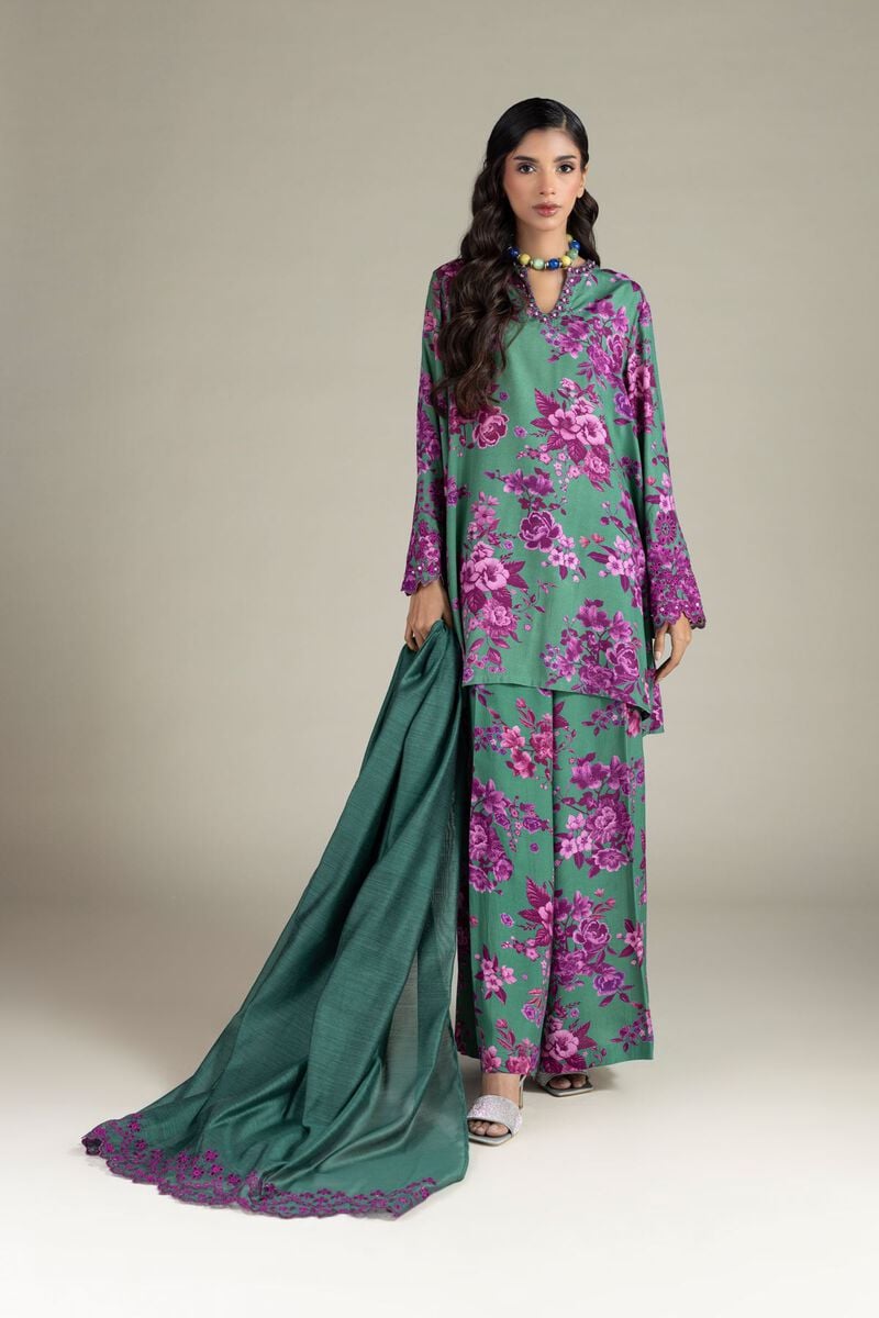 Embroidered | Raw Silk | 3-Piece Tailored Set | USD 85.00