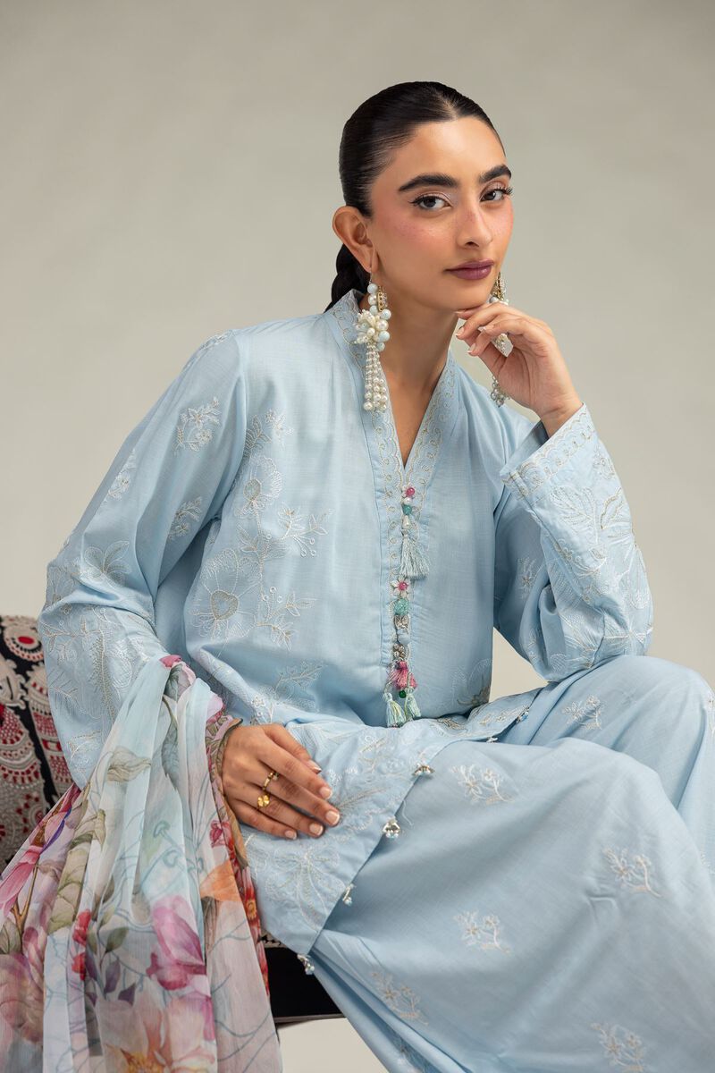 Embroidered | Mesuri | Floral Blue Dupatta | USD 30.00
