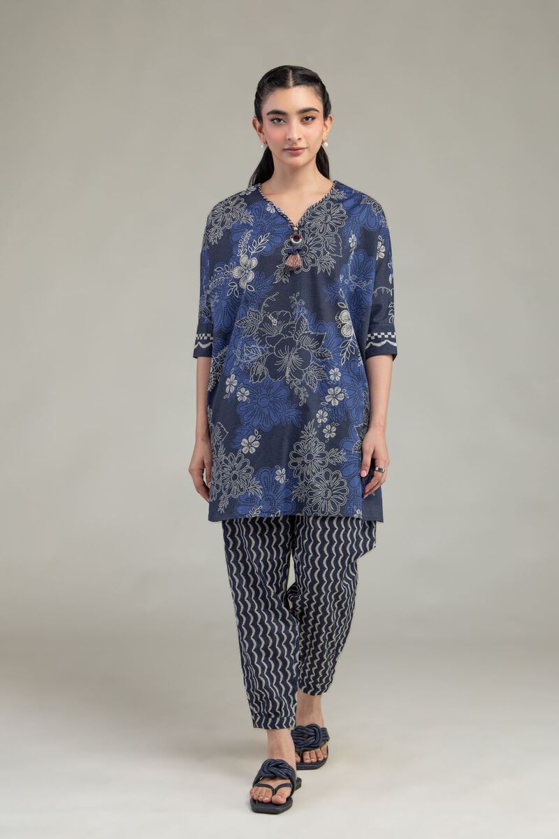 Printed | Cotton Dobby | Cotton Navy Shalwar  | USD 30.00