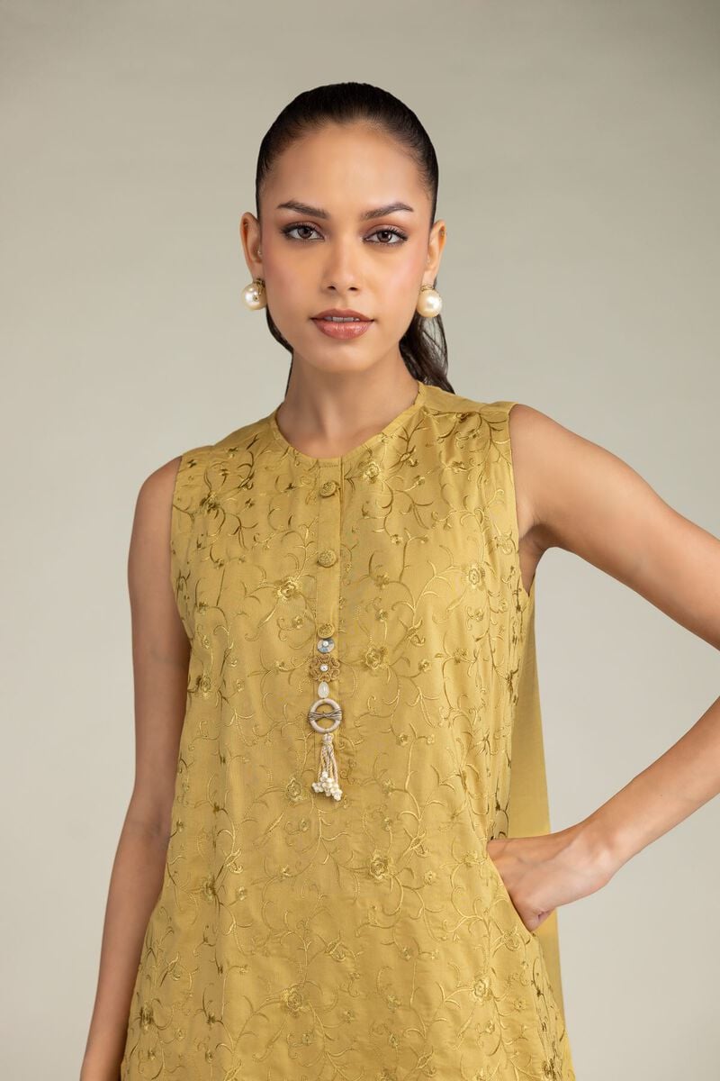Embroidered | Cambric | Floral Sleeveless Kurta | USD 40.00