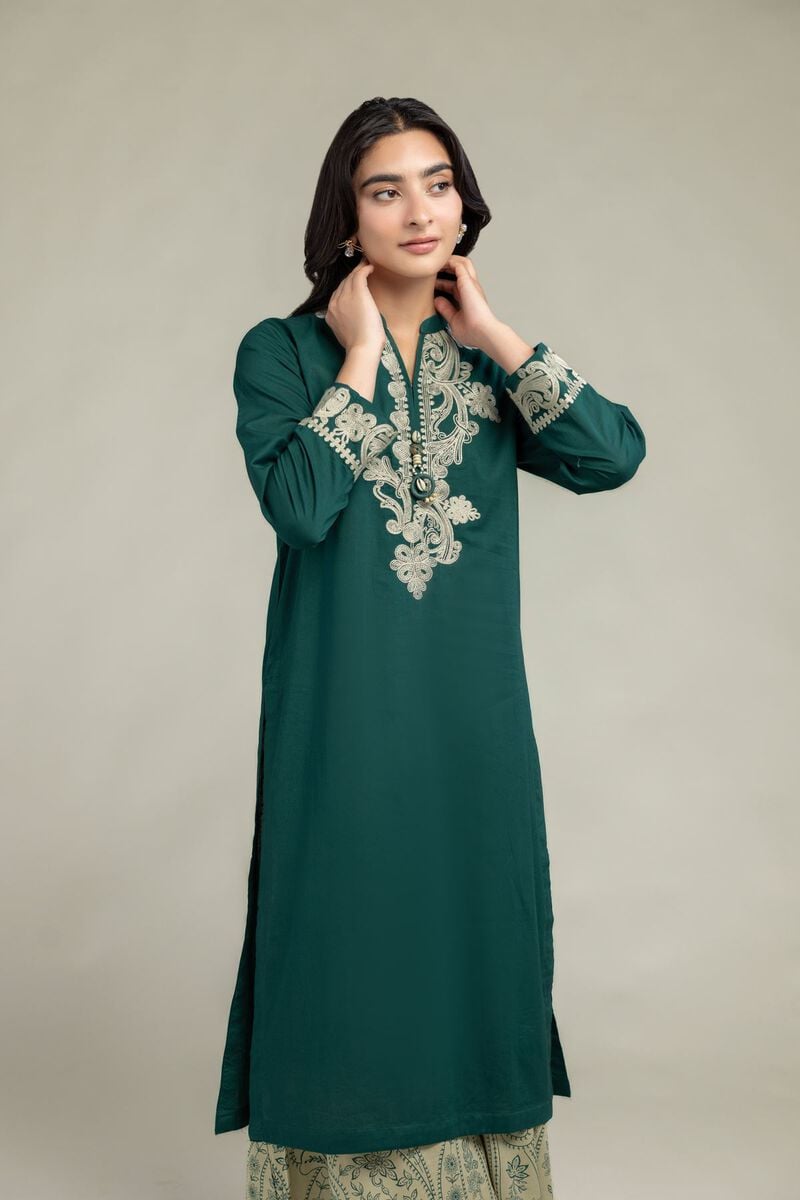 Embroidered | Cambric | Green Cambric Kurta | USD 45.00
