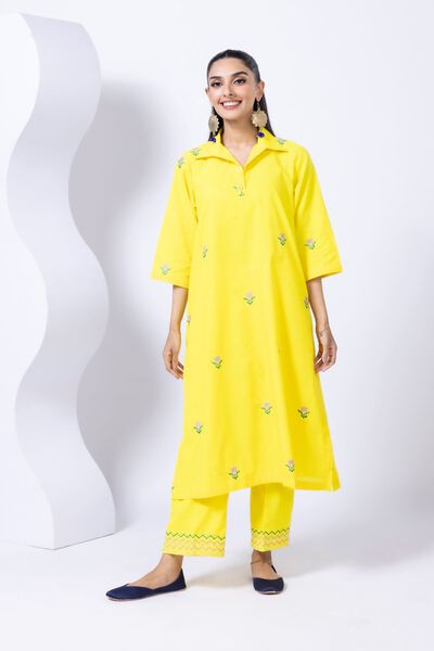 Embroidered | Chambray | Kurta | USD 30.00