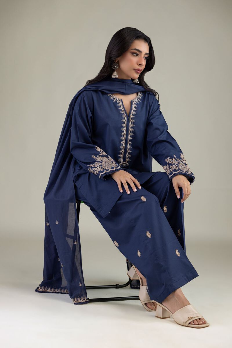 Embroidered | Lawn | Navy Lawn Dupatta | USD 35.00