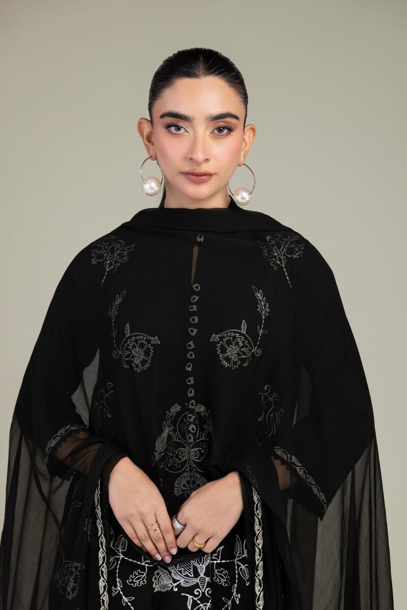 Embroidered | Chiffon | Black Chiffon Dupatta | USD 40.00
