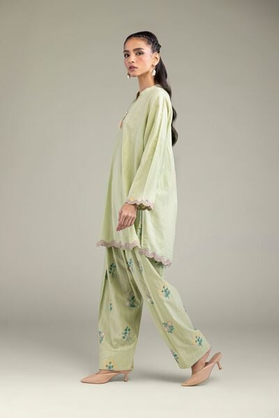 Embroidered | Textured Cotton | Floral Cotton Shalwar | USD 45.00