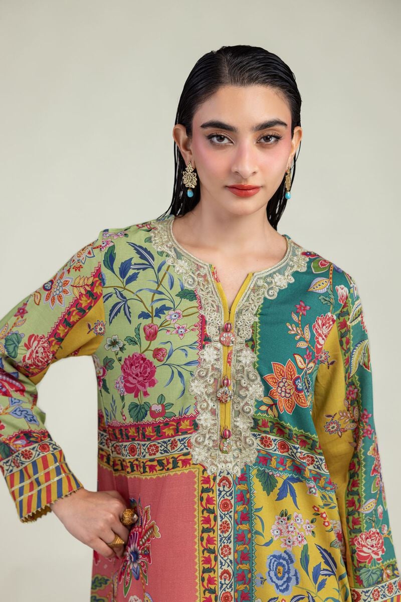 Embroidered | Raw Silk | Floral Silk Kurta | USD 40.00