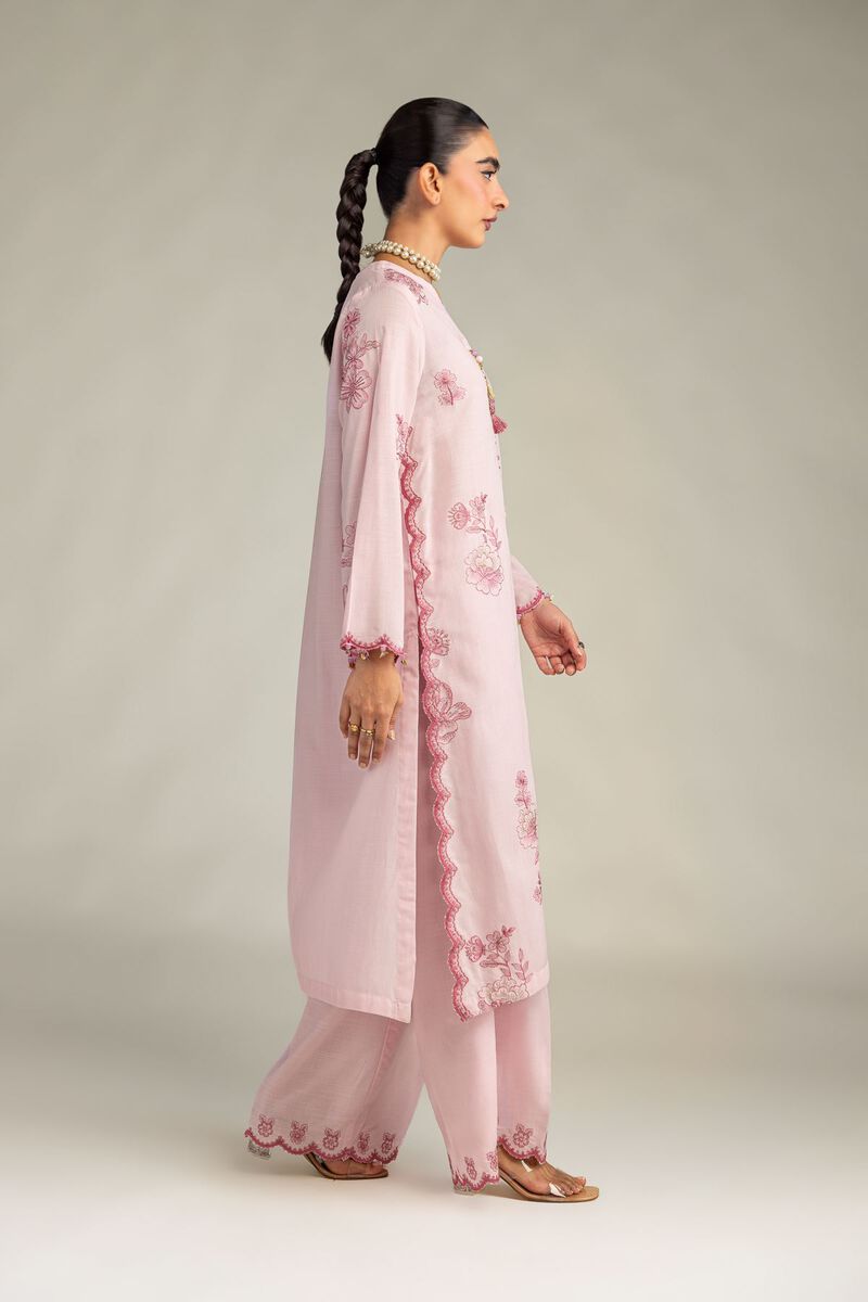 Embroidered | Raw Silk | Floral Pink Pants | USD 30.00