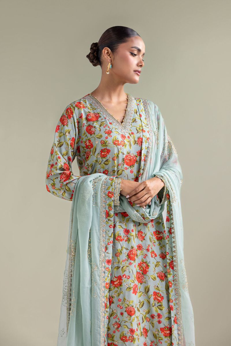 Embroidered | Chiffon | Floral Kurta 3-piece | USD 155.00