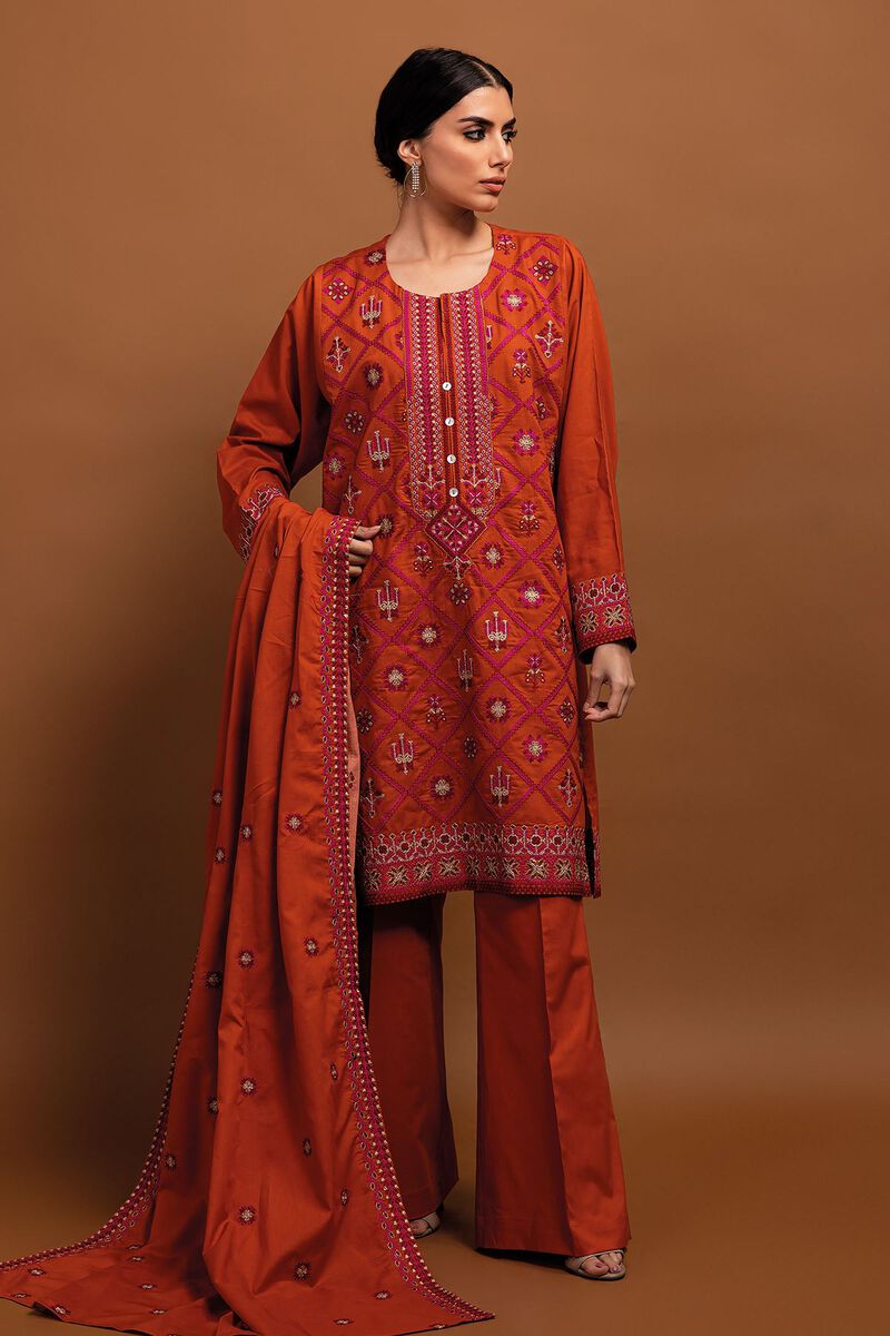 Embroidered | Cambric | Fabrics 3 Piece | null