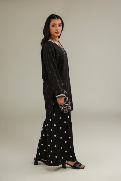 Embroidered | Cotton Dobby | Embroidered Black Pants | USD 30.00