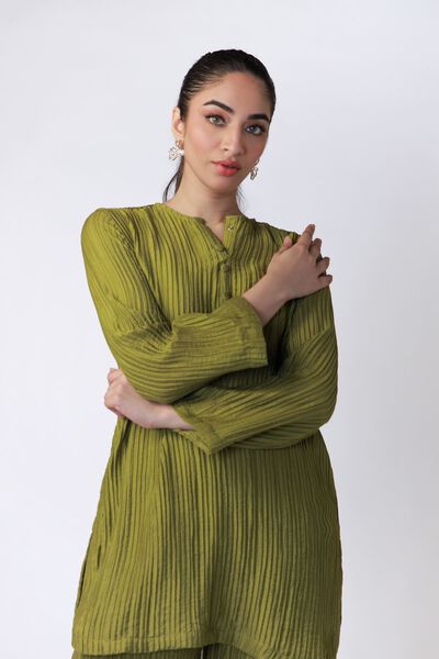 Dyed | Ripple Crinkle | Kurta | USD 25.00
