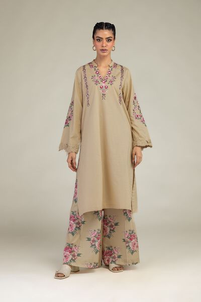 Printed | Cotton Dobby | Floral Beige Pants | USD 30.00