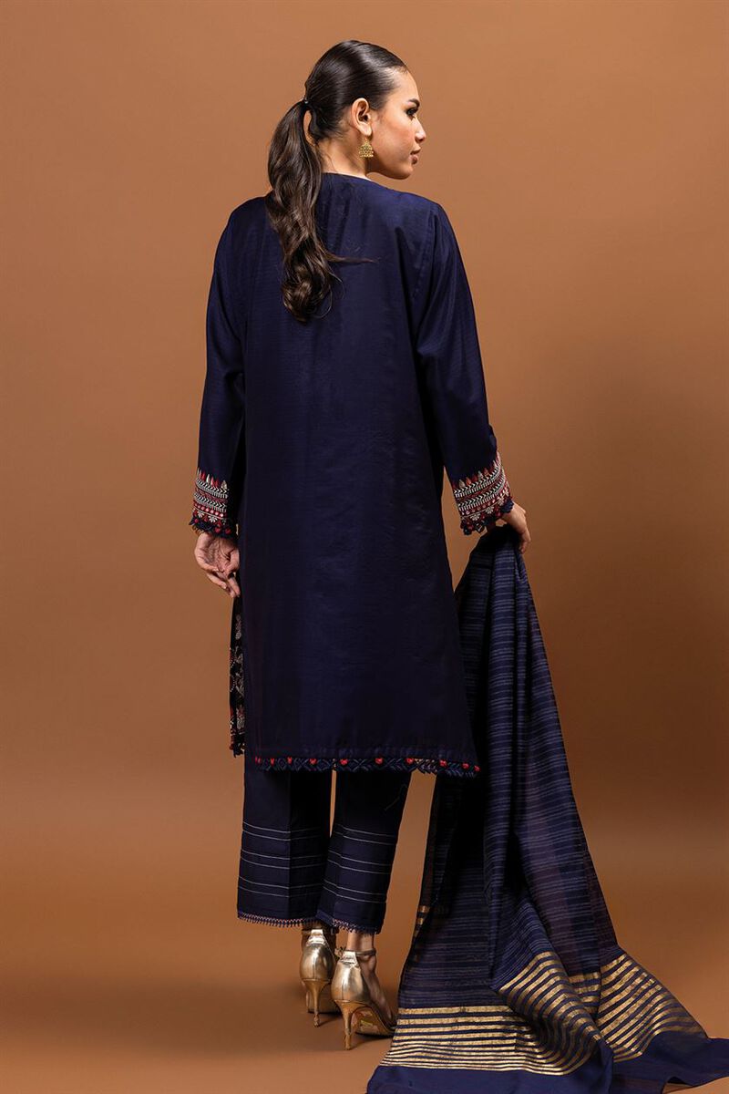 Embroidered | Dull Raw Silk | Fabrics 3 Piece | null