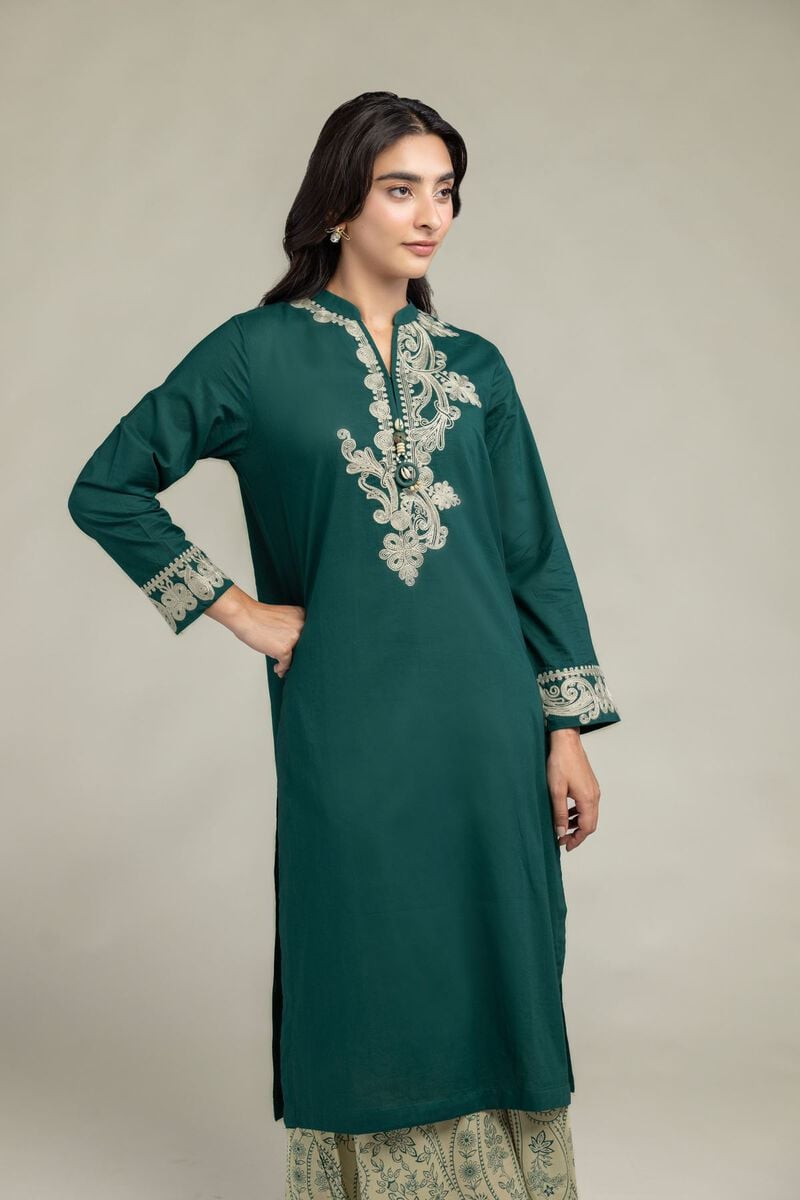 Embroidered | Cambric | Green Cambric Kurta | USD 45.00